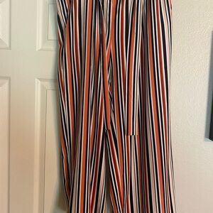Cato Striped Ankle Pants - Black, White, Orange
